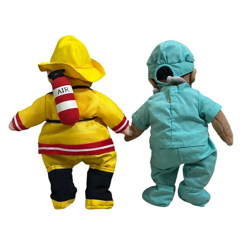 Ty Beanie Vntg Kids Boomer Fireman and Cutie Doctor‎ Plush Doll Set with Ty Gear